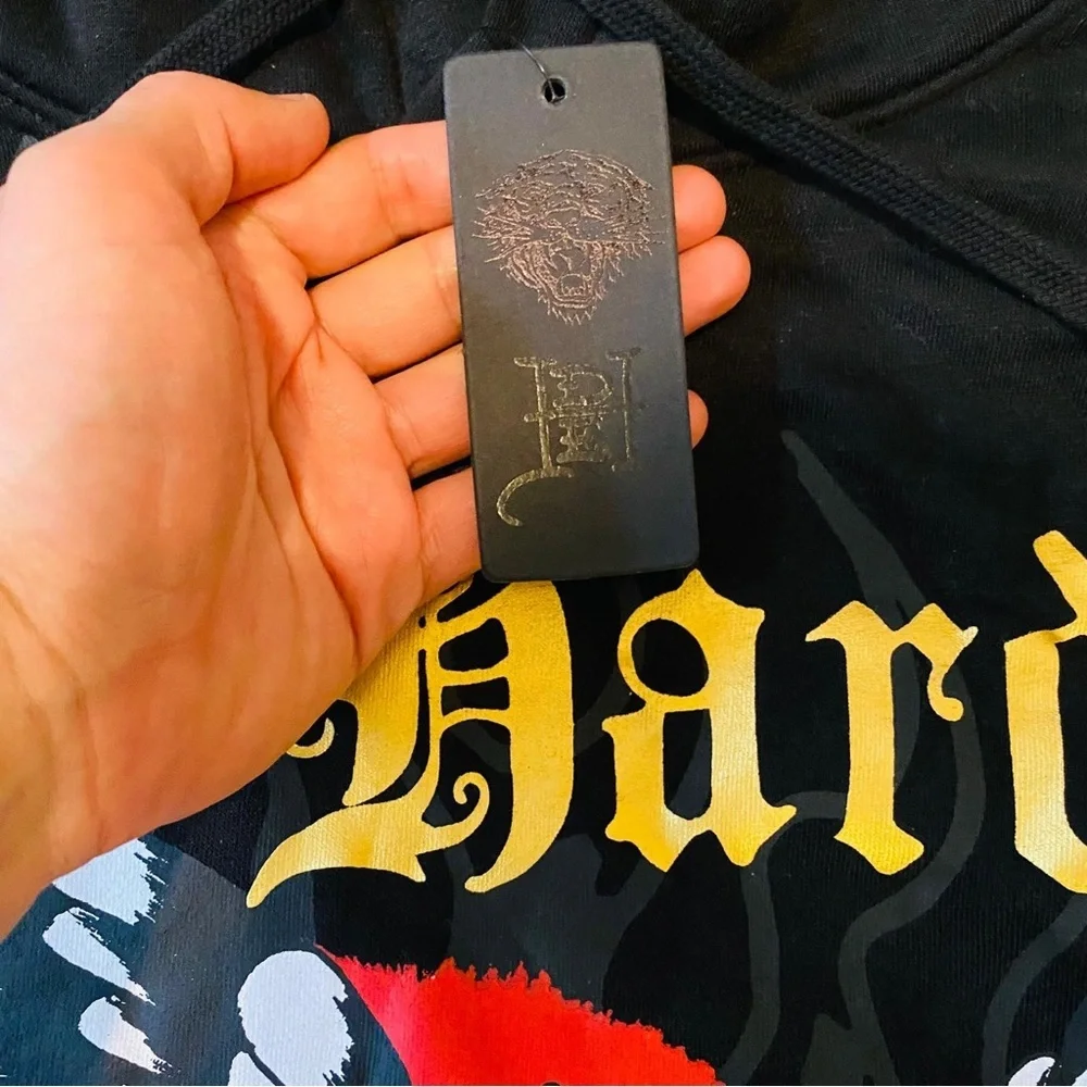 Ed Hardy Black Hoodie with Vibrant Graphic